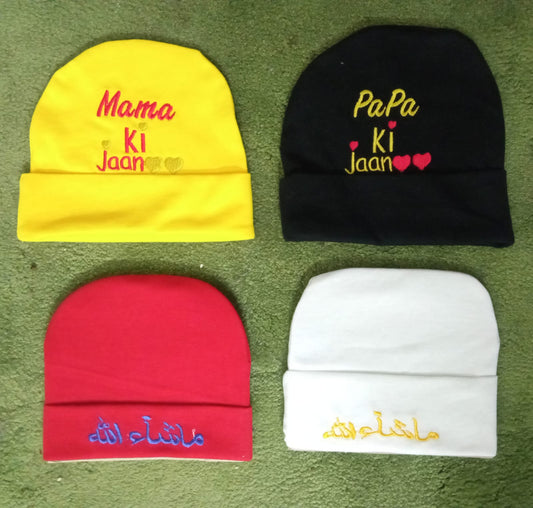 Newborn Baby Toddler Cap 0-6 Month Mama ki jan & MASHALLAH CAP