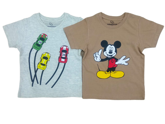 Pack of 2 Fine Pure Soft Cotton Jersey Printed T-Shirt For Boys & Girls Kids, Round Neck Half sleeve T shirts